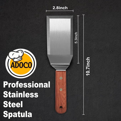 Thicker Stainless Steel Grill Spatula, Blade Only Size: 5.3"L × 2.8" W | Metal Griddle Spatula,Full Tang Wooden Handle,Beveled Edge, Smash Burger Turner,BBQ Grill Spatula Accessories for Blackstone,
