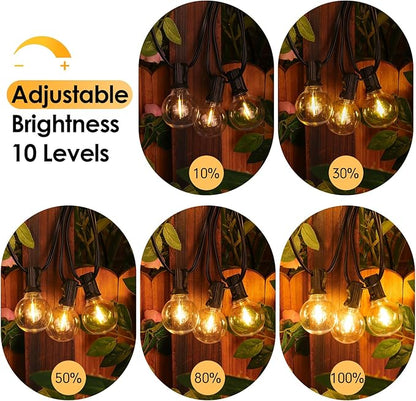 Mlambert 48FT Solar Powered String Lights, Outdoor Waterproof Patio Light with 15+1 Shatterproof LED G40 Bulbs, String Light for Backyard Balcony-Black