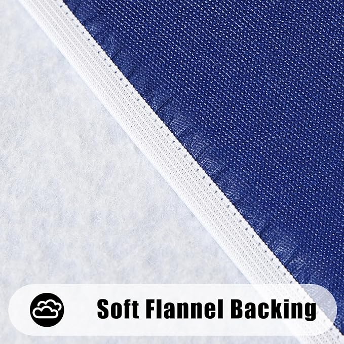Smiry Rectangle Tablecloth, Elastic Fitted Flannel Backed Vinyl Tablecloths for 3ft Folding Tables, Waterproof Wipeable Table Covers for Indoor, Outdoor, Camping and Picnic (Navy, 34"x34")