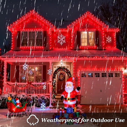 Christmas String Lights Outdoor Green Wire 240FT 750 LED Red | Dimmable, 12 Light Styles, Memory Timer, Waterproof, 29V Safe Low Voltage, Diamond-Faceted LED, Energy Efficiency