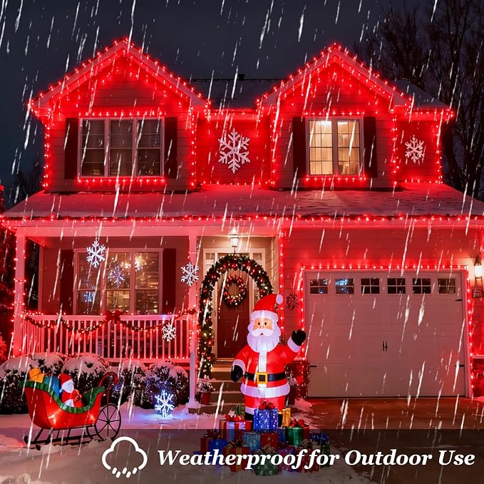 Christmas String Lights Outdoor 470FT 1500 LED Red | Dimmable, 12 Light Styles, Memory Timer, Waterproof, 29V Safe Low Voltage, Diamond-Faceted LED, Energy Efficiency