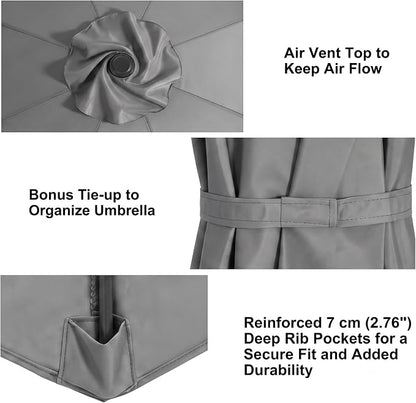 11FT Cantilever Patio Umbrella Replacement Canopy, 8 Ribs 64"-66", Upgraded 600D 220GSM Heavy-Duty Fabric, Waterproof & UV Resistant (Canopy Only)