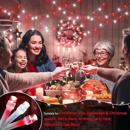 JMEXSUSS 200 LED Red and White String Lights Indoor Outdoor | 66ft Christmas Lights Indoor Clear Wire Plug in for Bedroom Tree Christmas Graduation Party Decorations