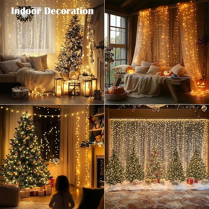 Fairy Lights Plug in,400FT 1200LEDs Waterproof Led String Lights,8 Modes Remote Twinkle Light for Outdoor Indoor Christmas Wedding Birthday Garden Party Decorations,Silver Wire,Warm White