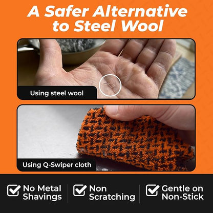 Proud Grill Q-Swiper Scrub-Clean Micro-Coated Grill Cleaning Cloth, 2 Pack | Large Non-Scratch Scrubbing Dish Cloths, Heavy-Duty Fiber Towel, Multipurpose Kitchen Cloth for BBQ & Cookware, Reusable