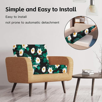 8Pcs Patio Cushion Covers, Outdoor Stretch Cushion Covers, Washable | Stretch Fit, Replacement, Washable and Reusable Furniture Protectors, Fits most patio furniture cushion covers, Cover Only