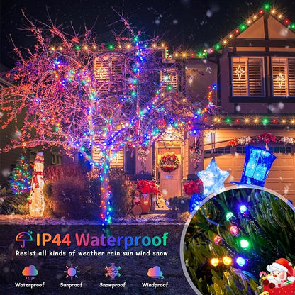 JMEXSUSS 500 LED Outdoor Christmas Lights, 173ft Multicolor String Lights | 8 Modes, Remote Control, Plug in, Waterproof, Green Wire LED Christmas Tree Lights for Indoor Party House Tree Xmas Decor