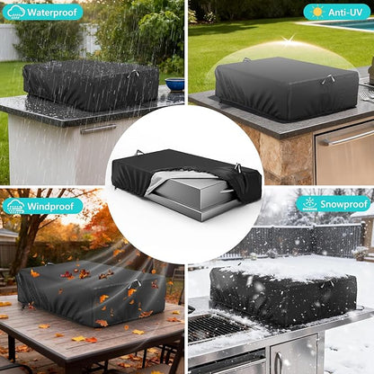 Grill Burner Cover for Blaze Single Side Built-in 12 Inch Natural Gas Griddle, Waterproof & Dustproof Burner Cover with Plush Lining, 20''L x 12''W x 4''H, Black