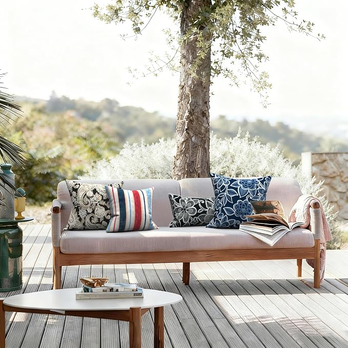LVTXIII 2 Pack Outdoor Pillow Covers ONLY 18x18 Inch, Water-Repellent Square Decorative Cushion Covers for Patio Furniture, Garden, Sofa, Paisley Black