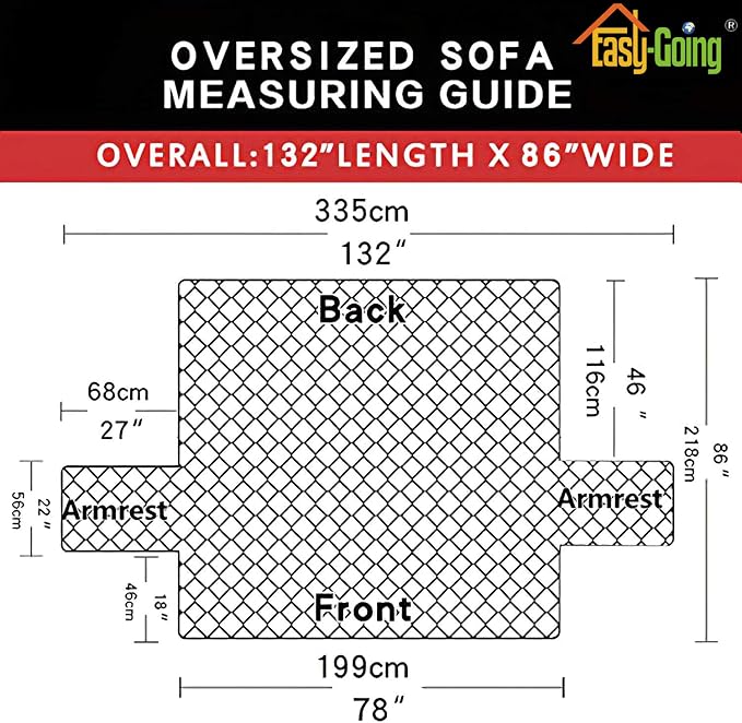 Easy-Going Reversible Oversized Couch Cover for 3 Cushion Couch Sofa Cover for Dogs Water Resistant Furniture Protector Cover with Foam Sticks for Pet (Oversized Sofa, Gray/Ivory) | Machine Washable Slipcover For Dogs, Water Resistant Furniture Mat For...