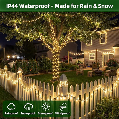300LED Christmas Lights Outdoor Indoor Use, 12 Lighting Modes 75ft Christmas Tree Lights with Timer, Dimmable Warm White LED StringLights Waterproof for Yard Tree Wedding Party Holiday Warm White