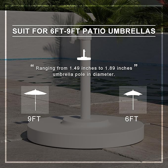 California Umbrella 50 lbs. Round Concrete Weighted Powdercoated Steel Umbrella Base, White Frame