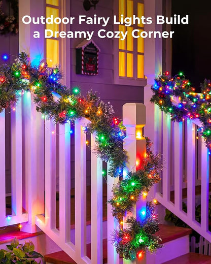Solar String Lights for Outside, 33Ft 100 LED Solar Fairy Lights Multicolor | IP65 Waterproof Solar Twinkle Lights Outdoor & Indoor, Patio Lights for Tree Garden Christmas Party Wedding Decoration