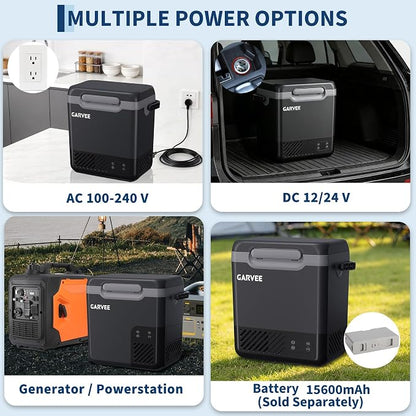 12 Volt Refrigerator, 13QT 12V Car Fridge, Portable Freezer Compressor Electric Cooler, 12/24V DC 110-240V AC, Portable Refrigerator for RV/Truck/Camping, -4°F to 68°F Internal Battery (Not Included)