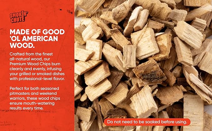Smokin' Chute Apple Wood Chips for Smoker - Sweet & Mild Flavor - No Soaking Needed - BBQ Wood Chunks - Made in USA