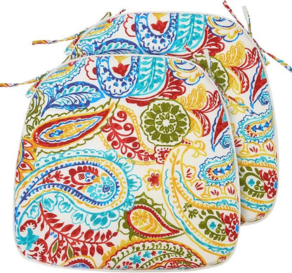 FUNHOME Outdoor Chair Cushions Set of 2,Patio Seat Cushion 17"x16"x2",U-Shaped Dining Chair Cushion 17 by 16 Inch,Water Resistant,Fade-Resistant Chair Pads for Kitchen Garden Furniture(Phoenix)