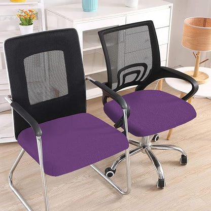 Smiry Office Computer Chair Seat Covers for Desk, Anti-dust Protector | Stretch Jacquard Removable Washable Desk Chair Seat Cushion Protectors, Purple