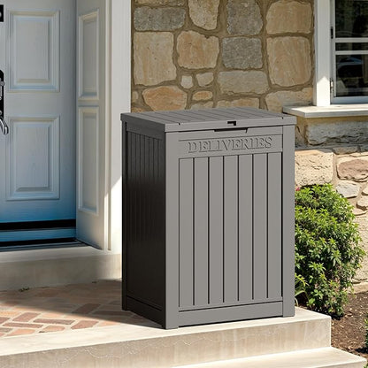 LHBGO Package Delivery Box for Outside, 48 Gallon Storage with Lockable Secure, Large Double Wall Resin Outdoor Package Delivery Waterproof Deck