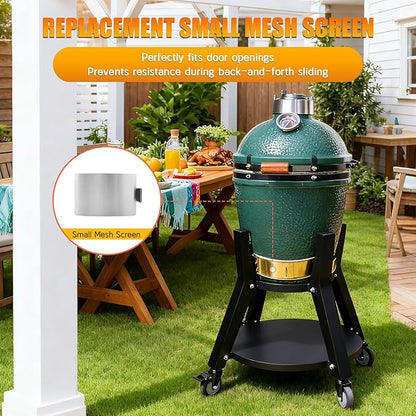 Heavy-Duty Rolling Cart for Medium Big Size Green Egg, Adjustable Cart 2-Tier Powder-Coated Steel Stand with Locking Wheels Extra Storage for Green Egg Grill Accessories