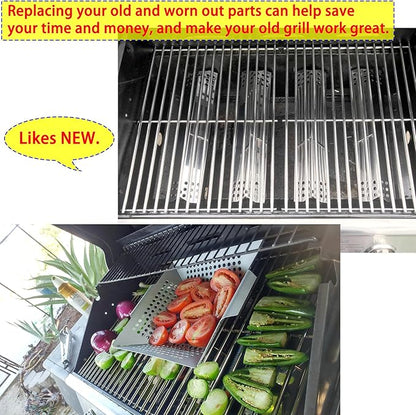 Kit DG145 Replacement for Grill Master 720-0697, for Nexgrill 720-0697, 720-0783C, 720-0783E, for Sunbeam 720-0697 Gas Grill Models Burner Tube, Heat Plates,Stainless Steel Cooking Grid
