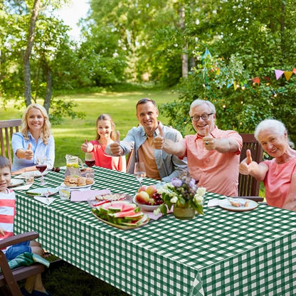 6Pcs Dark Green Gingham Tablecloths, Checkered Party Table Covers 54x108 In | Green and White Checkered Golf Tablecloths, Disposable Waterproof for Golf Camping Barbecue Birthday Party
