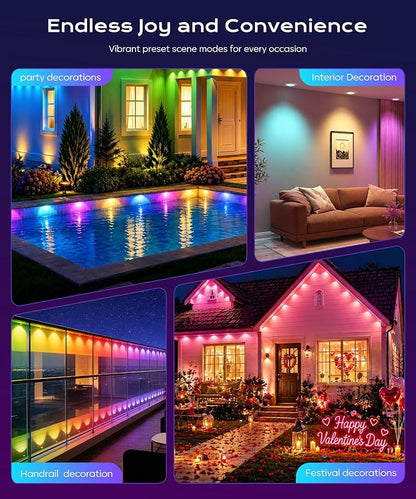 Permanent Outdoor Lights for House,100ft RGB+IC Lights with 16 Million Colors & 50 Scene Modes, App/Remote Control, IP67 Waterproof, DIY Music Sync, for Christmas, Holiday & Party Decor