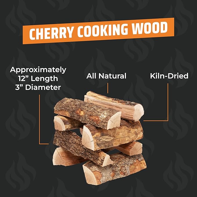 Cherry Cooking Wood Box by Kindled Provisions - 30lbs 12" Kiln Dried Smoking & Grilling - Sweet & Fruity Wood Chunks for Smokers - Premium Southern Appalachian Hardwood - Vegetables Pork Steak Chicken