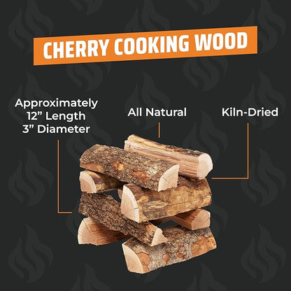 Cherry Cooking Wood Box by Kindled Provisions - 30lbs 12" Kiln Dried Smoking & Grilling - Sweet & Fruity Wood Chunks for Smokers - Premium Southern Appalachian Hardwood - Vegetables Pork Steak Chicken