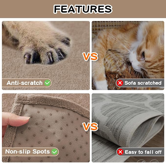 MEETSKY Couch Cover for 2 Cushion Sofa, Washable Cat Scratch Proof Sofa Covers Love Seat L Shape Soft Sectional Sofa Slipcover Furniture Protector for Dogs Pets Kids, 71" x 118", Khaki
