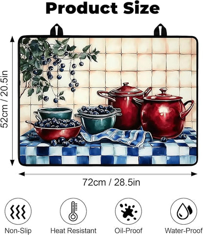 Heat-Resistant Glass Stove Top Cover with Anti-Slip Rubber Coating – Electric Stove Protector, Scratch-Resistant, Expands Counter Space, Stylish Kitchen Decor (Bilberry)