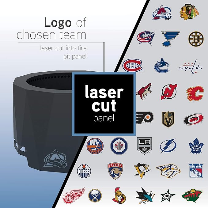 Blue Sky Outdoor Living NHL Winnipeg Jets 24” Steel Peak Patio Smokeless Fire Pit with Spark Screen Kit, Firewood and/or Wood Pellet Burning