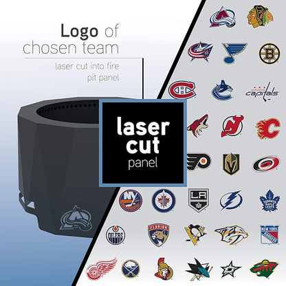Blue Sky Outdoor Living NHL Winnipeg Jets 24” Steel Peak Patio Smokeless Fire Pit with Spark Screen Kit, Firewood and/or Wood Pellet Burning