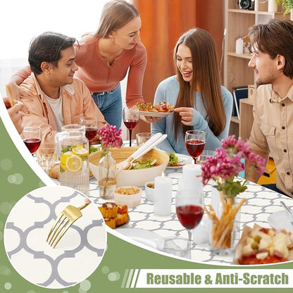Smiry Picnic Fitted Table Cover, 4 Foot Flannel Backed Vinyl Tablecloth | Waterproof Elastic Stretch Table Cloth, Wipeable Plastic Tablecloth for Camping, Indoor & Outdoor (Beige, 36" x 48")