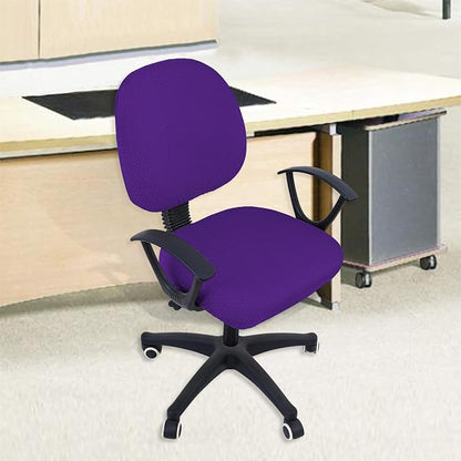 Smiry Office Computer Chair Covers for Desk Rotating Chair Protector | Stretch Jacquard Removable Washable Universal Slipcovers, Seat + Backrest Cover, Violet