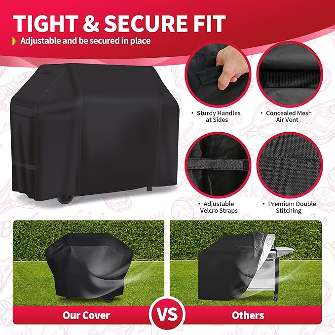 NEXCOVER 58 Inch Heavy Duty Waterproof BBQ Cover for Weber Genesis II, II LX & 300 Series Gas Grills, Weather & Fade Resistant, Black