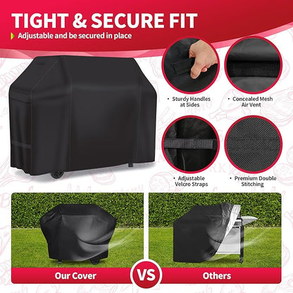 NEXCOVER Grill Cover - Heavy Duty BBQ Cover, 50 inch Waterproof Barbecue Cover, Weather Resistant, Fade Resistant, Rip-Proof, Anti-UV, Gas Grill Cover for Weber, Char Broil, Nexgrill Grills, Black
