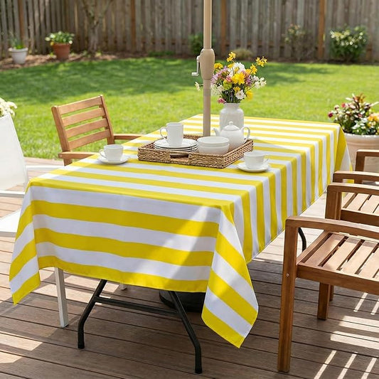 EHouseHome Outdoor Indoor 60x84 inch Rectangle Tablecloth with Umbrella Hole and Zipper, Waterproof Patio Cloths, Spring/Summer Table Covers for Backyard Circular Table/BBQs/Picnic
