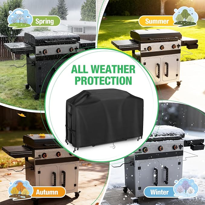 Grill Cover for Blackstone Bronco 28" XL Griddle w/Cabinet 2418 | Heavy Duty Waterproof Griddle Cover for 3 Burner Omnivore Griddle w/Hood 2316 2403 2080 2007 1858 2287 5483