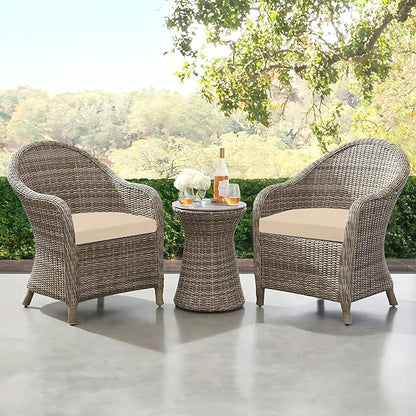 downluxe Outdoor Chair Cushions Set of 6 for Patio Furniture, Water-Resistant Patio Chair Cushions with Ties, High Density Foam Outdoor Seat Cushion, 17" X 16" X 2", Beige