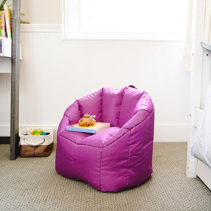 Big Joe Milano Child-Sized Bean Bag Chair for Kids Bedroom and Reading Nook, Pink Passion, Durable Easy-Clean Polyester Nylon Blend, Refillable
