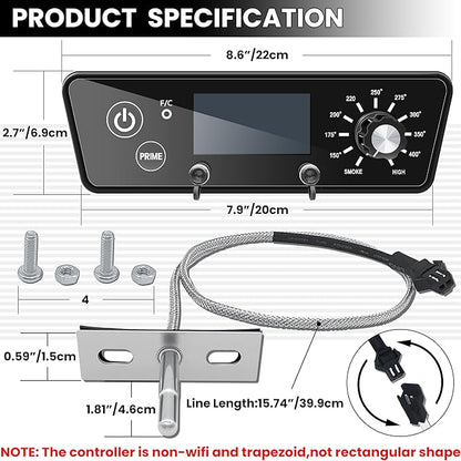 Upgraded Digital Trapezoid Controller Kit for Pit Boss Vertical Pellet Smokers - Compatible with PBV3P1/PBV4PS1/PBV5P1 Series Vertical Smoker,Comes with RTD Temperature Probe Sensor