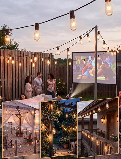 20Ft Outdoor Patio String Lights with 22 Clear Vintage Light Bulbs (2 Spare), E17 Base ST40 Outdoor Edison String Lights Waterproof UL Listed for Indoor Garden Backyard Party Porch Decor, 7W - Brown