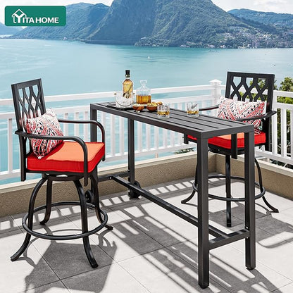YITAHOME 55" Outdoor Bar Table | Rectangle Narrow Counter Height Table, Ideal Bar Height Table for Balcony, Patio, Garden, Yard, Poolside, Black