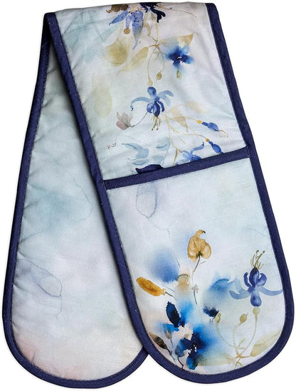 Maison d' Hermine Double Oven Mitts 100% Cotton 7"x35" Double Oven Mitt Heat Resistant BBQ Cooking Gloves with Loop Baking Grilling Kitchen Hotel Home Farmhouse Spring Summer (Lazy Summer Days)