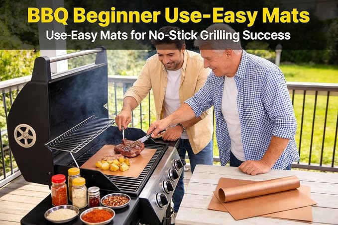 3-Pack Heavy Duty Non-Stick Grill Mats - Reusable BBQ Sheets for Gas, Charcoal & Electric Grills