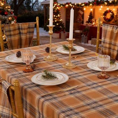 B-COOL Checkered Table Runners Plaid Fabric - 2PCS Rectangle 13x108 Inch Fall Themed Halloween Christmas Table Cloth for Indoor Outdoor Use Autumn Table Cover for Kitchen Home BBQs Parties