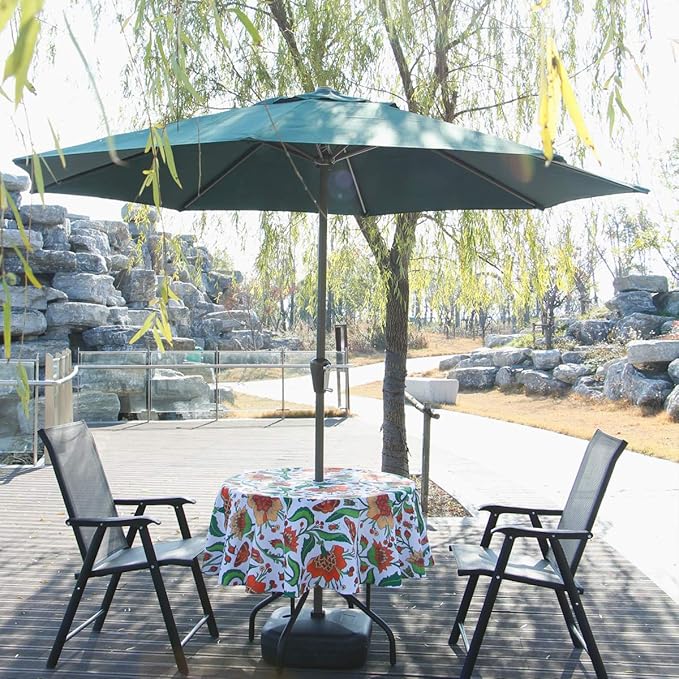EHouseHome 70 inch Round Floral Tablecloth, Polyester, Waterproof, Zippered, Umbrella Hole, Perfect for BBQs, Parties, Gatherings