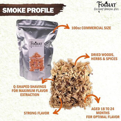 Foghat Cocktail Smoker Wood Chips - 100oz Cherry Tempest Shavings for Smoker, Whiskey & Drink Infuser Kit - All Natural, Culinary Wood Smoking Chips for Cocktail Smoke Gun & Drink Smokers - Bulk Pack