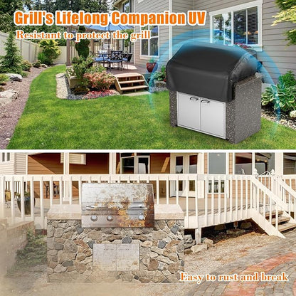 Grisun 45 Inch Built-in Grill Cover for Bull Built in Gas Grills 42-45 inch, Grill Cover for Outdoor Grill, Bull Outdoor Kitchen & Grill Head Cover, Heavy Duty Waterproof BBQ Grill Cover with Handle