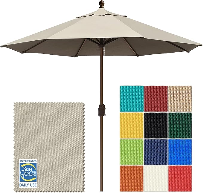 EliteShade USA 10-Year-Non-Fading 10Ft Market Patio Umbrella, UPF 50+ UV Protection Performance Sun Umbrella, Heavy Duty Commercial Grade Outdoor Table Umbrella with Crank, Windproof Vented Top for Garden, Pool, Deck and Outdoor Playsets, No Tilt, Anti...